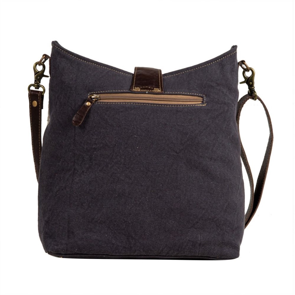 NWT Western Myra Bag Brown and Blue Patterned Shoulder Bag with Leather Cowhide - Picture 6 of 7